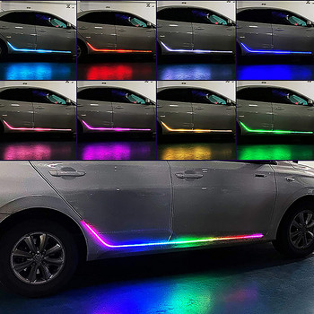 RGB LED Car Ambient Door Door Lights App Remote Auto Sill Panel Neon Flexible Streamer Flowing Strip Διακοσμητικό φωτιστικό