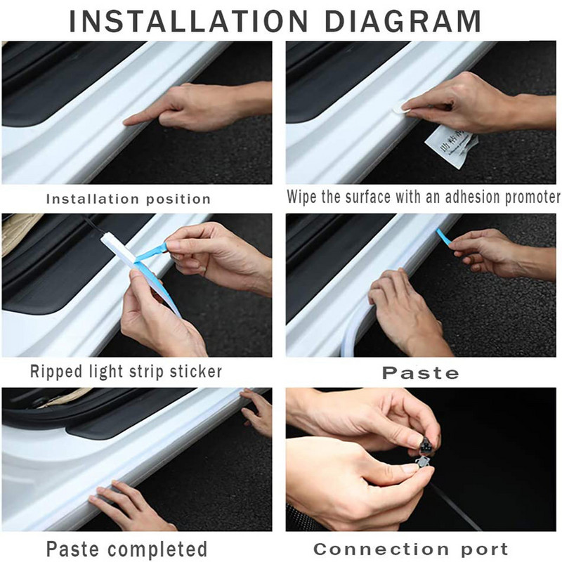 RGB LED ambientală mașină bun venit ușă fuste lumini aplicație la distanță panou prag automat neon streamer flexibil bandă curgătoare lampă decorativă