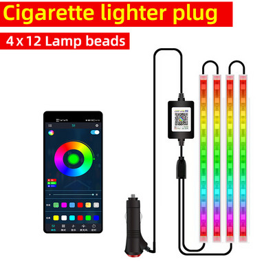 Streamer Colorful APP Εσωτερικό αυτοκινήτου Περιβάλλον φωτιστικό ποδιών Έλεγχος μουσικής Neon Mood Light Backlight Auto διακοσμητικά φώτα ατμόσφαιρας