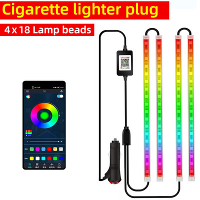 Streamer Colorful APP Εσωτερικό αυτοκινήτου Περιβάλλον φωτιστικό ποδιών Έλεγχος μουσικής Neon Mood Light Backlight Auto διακοσμητικά φώτα ατμόσφαιρας