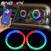Sequential Flow RGB Angel Eyes LED-jooksutuled Värvilised Streamer APP Dynamic DRL Bluetoothiga ühilduvad autotulede tarvikud