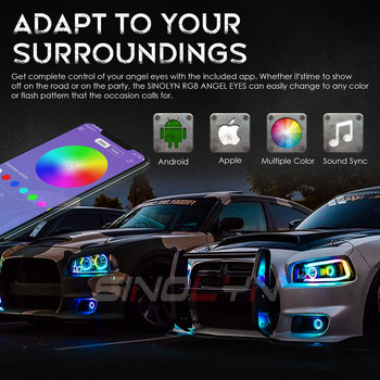 Sequential Flow RGB Angel Eyes LED ходови светлини Colorful Streamer APP Dynamic DRL Bluetooth -съвместими автомобилни светлини Аксесоари