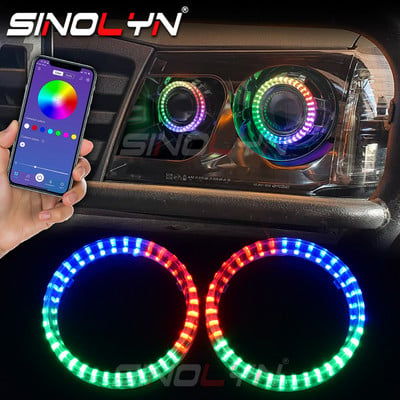 Flux secvențial RGB Angel Eyes LED Lumini de rulare Colorate Streamer APP Dynamic DRL compatibil Bluetooth Accesorii pentru lumini auto