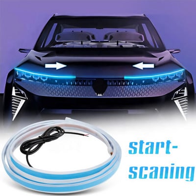 LED nappali menetfény Start Scan Led autó motorháztető fénycsík, rugalmas vízálló DRL dekoratív környezeti lámpa automatikus fényszóró