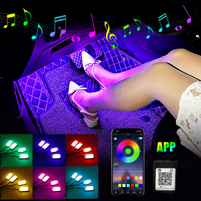 Lumină ambientală pentru picior auto Lumini cu LED atmosferă interioară Lampă ambientală decorativă RGB Neon Brichetă Usb Control aplicație Accesorii auto