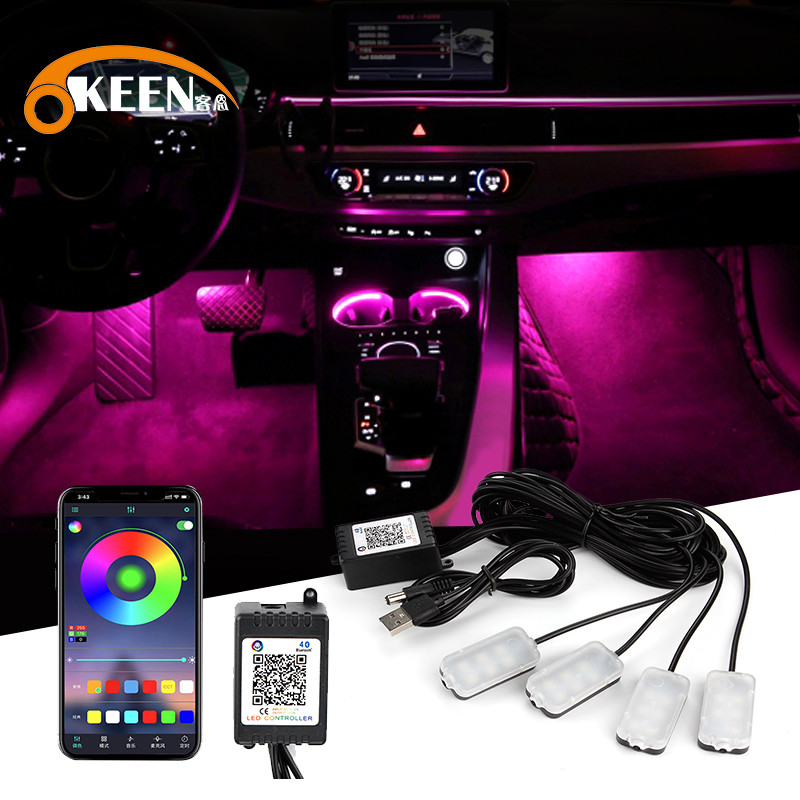 Auto Foot Ambijentalno svjetlo Interijer Atmosphere Led svjetla Neonska Rgb Dekorativna ambijentalna svjetiljka Usb upaljač App Control Dodaci za automobil