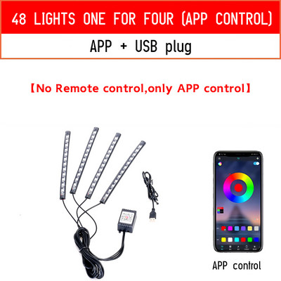 LED unutrašnje svjetlo automobila RGB pozadinsko osvjetljenje s USB bežičnom daljinskom aplikacijom Kontrola glazbe Više načina rada Dekorativna atmosferska svjetiljka