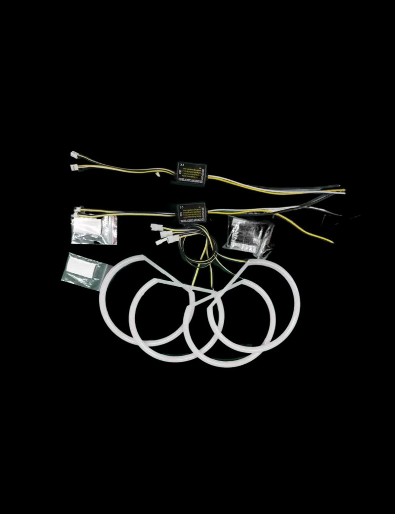 4 vnt. 131+146 mm medvilnės šviesa balta LED Angel Eye Halo Ring priekiniai žibintai, skirti BMW E46