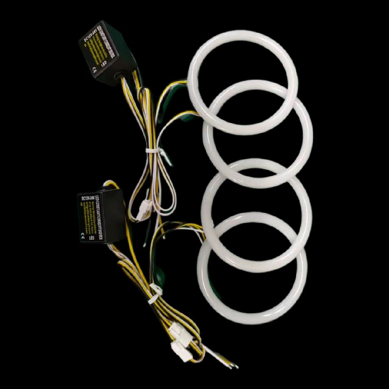 4 vnt. 131+146 mm medvilnės šviesa balta LED Angel Eye Halo Ring priekiniai žibintai, skirti BMW E46