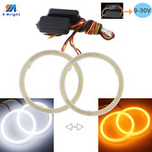 2 buc inele cu halo LED cu ochi de înger auto pentru faruri COB 9-30V alb și galben 60mm 70mm 80mm 90mm 100mm cu capac din plastic