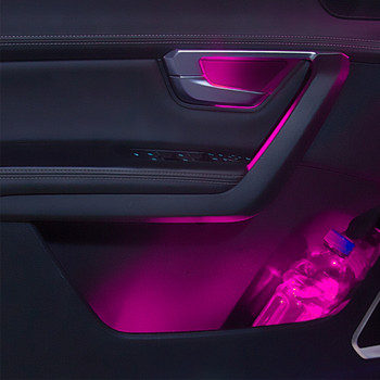 4бр. LED светлини за вътрешна дръжка на вратата Универсална лампа за околна атмосфера Автомобилна светлина за парапети Автомобилни аксесоари Осветление за подлакътници