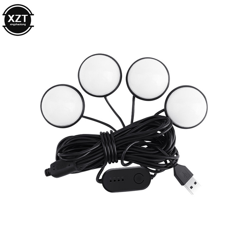 Auto LED-jalgvalgustid, 3 värvi auto kodupeo atmosfäär, dekoratiivne tähtpirn, auto salong, nelja öö lambiga