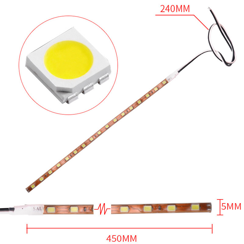 45 cm LED šviesos juosta Automobilių priedai Lanksti vandeniui atspari atmosferinė lempa, skirta automobilio modeliavimui, dekoratyvinės aplinkos šviesos išorės dalys