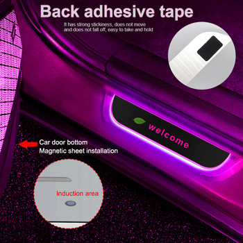 Светодиодно лого за добре дошли Педал на прага на колата Безжична акрилна USB зареждане Динамична симфония Автоматичен интериор Декоративна амбиентна лампа