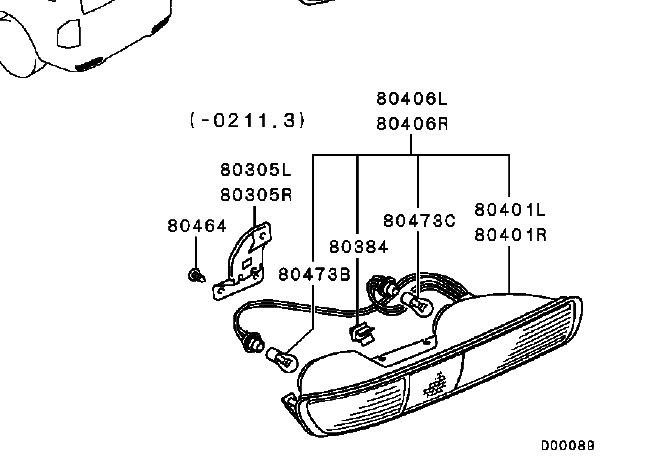 1 брой лампа за задна броня за Pajero V73 задни фарове за мъгла за стопове Montero 2000-2003 Mr508783 MR508783 с крушки и кабел