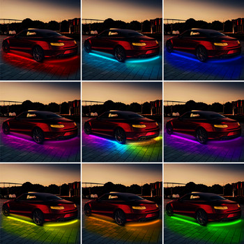 Λωρίδα αυτοκινήτου Underglow Φώτα LED Κάτω από το σώμα Ευέλικτο νέον Πολύχρωμο Auto Διακοσμητικό Περιβάλλον Ατμόσφαιρα Underglow Λάμπα APP Έλεγχος