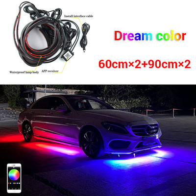 Autoriba alusvalgustusega LED-tuled Kerealune Paindlik neoonvärviline Auto Dekoratiivne Ambient Atmosfäär Alusvalgusti APP-juhtimine