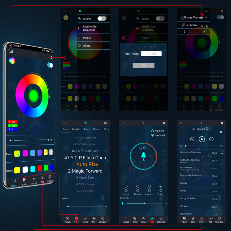 Autoriba alusvalgustusega LED-tuled Kerealune Paindlik neoonvärviline Auto Dekoratiivne Ambient Atmosfäär Alusvalgusti APP-juhtimine
