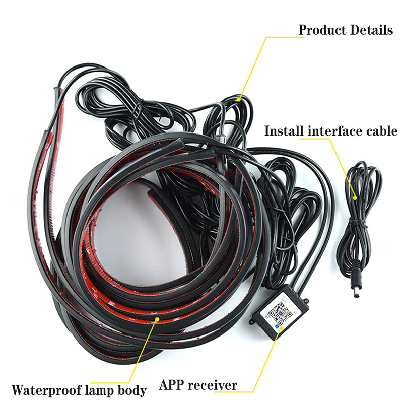 Autoriba alusvalgustusega LED-tuled Kerealune Paindlik neoonvärviline Auto Dekoratiivne Ambient Atmosfäär Alusvalgusti APP-juhtimine