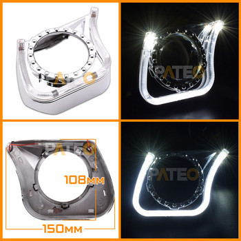 Рамка на проектора LED ангелски очи Halo Rings Shrouds за 3 инча Hella 3r 5/Koito Q5 Bi-xenon BI-LED лещи за фарове DRL капаци