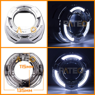 Projektora rāmis LED Angel Eyes Halo Gredzeni Apvalki 3 collu Hella 3r 5/Koito Q5 Bi-xenon BI-LED priekšējo lukturu lēcu DRL vāciņi