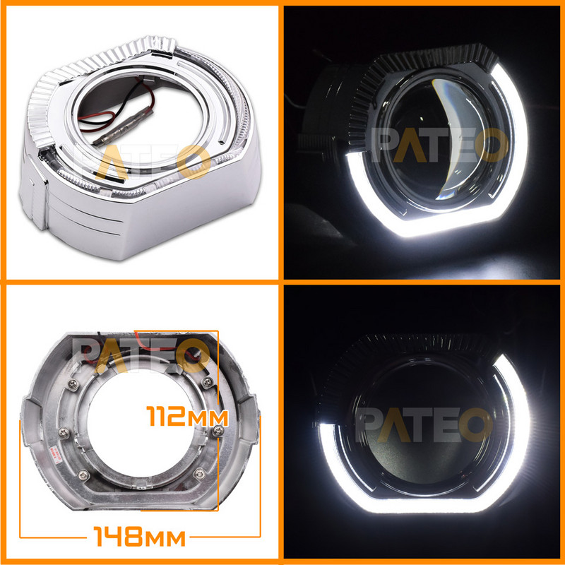 Projektora rāmis LED Angel Eyes Halo Gredzeni Apvalki 3 collu Hella 3r 5/Koito Q5 Bi-xenon BI-LED priekšējo lukturu lēcu DRL vāciņi