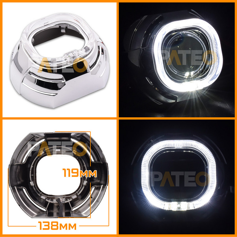 Projektora rāmis LED Angel Eyes Halo Gredzeni Apvalki 3 collu Hella 3r 5/Koito Q5 Bi-xenon BI-LED priekšējo lukturu lēcu DRL vāciņi