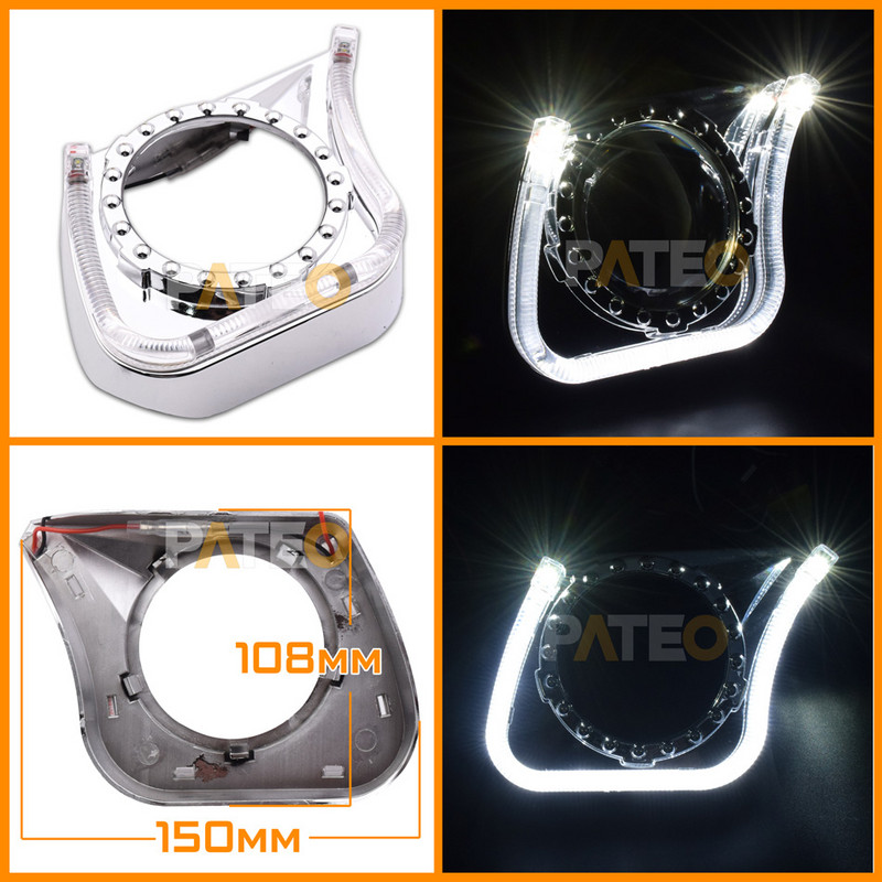 Projektora rāmis LED Angel Eyes Halo Gredzeni Apvalki 3 collu Hella 3r 5/Koito Q5 Bi-xenon BI-LED priekšējo lukturu lēcu DRL vāciņi