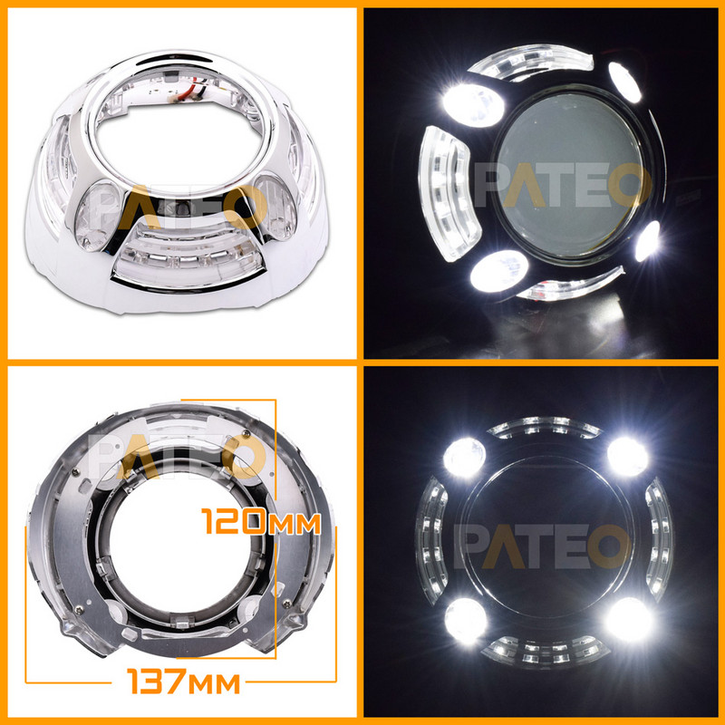 Projektora rāmis LED Angel Eyes Halo Gredzeni Apvalki 3 collu Hella 3r 5/Koito Q5 Bi-xenon BI-LED priekšējo lukturu lēcu DRL vāciņi