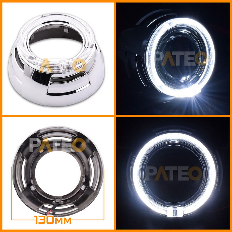 Projektora rāmis LED Angel Eyes Halo Gredzeni Apvalki 3 collu Hella 3r 5/Koito Q5 Bi-xenon BI-LED priekšējo lukturu lēcu DRL vāciņi
