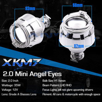 Angel Eyes Running Lights Car Lens Bi-xenon Projector H1 HID LED H4 H7 Headlight 2.0 inch DRL Halo Kit Tuning Car Accessories