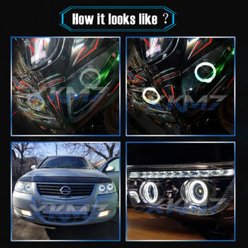 Angel Eyes Running Lights Car Lens Bi-xenon Projector H1 HID LED H4 H7 Headlight 2.0 inch DRL Halo Kit Tuning Car Accessories