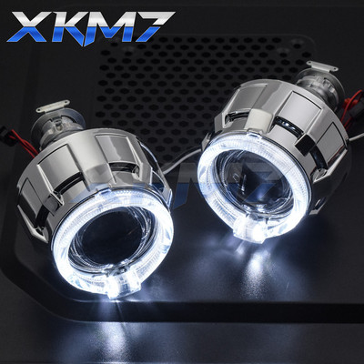 Angel Eyes Running Lights Car Lens Bi-xenon Projector H1 HID LED H4 H7 Headlight 2.0 inch DRL Halo Kit Tuning Car Accessories