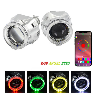 2.5 Bi Xenon Lens RGB APP Bluetooth Projector Angel Eyes H1 HID LED Bec H4 H7 Faruri Faruri Accesorii Tuning