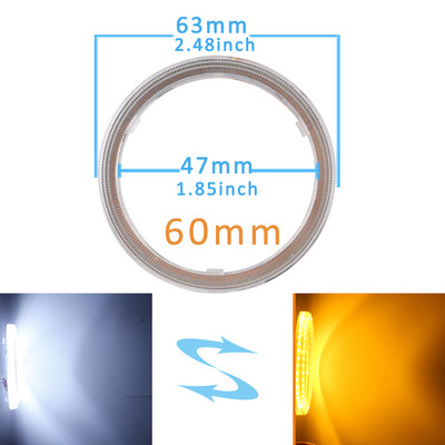 2 ΤΕΜ 12V 24V Λευκό πορτοκαλί 4014 LED Angel Eyes Halo Ring Σήμα ομίχλης αυτοκινήτου μοτοσικλέτας DRL Φως ημέρας 60-70-80-90-95-100-110-120mm