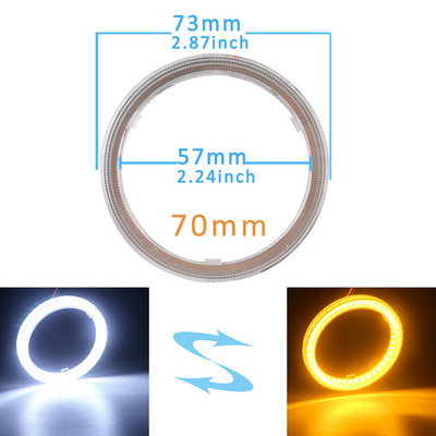 2 ΤΕΜ 12V 24V Λευκό πορτοκαλί 4014 LED Angel Eyes Halo Ring Σήμα ομίχλης αυτοκινήτου μοτοσικλέτας DRL Φως ημέρας 60-70-80-90-95-100-110-120mm
