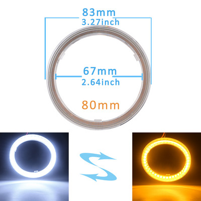 2 ΤΕΜ 12V 24V Λευκό πορτοκαλί 4014 LED Angel Eyes Halo Ring Σήμα ομίχλης αυτοκινήτου μοτοσικλέτας DRL Φως ημέρας 60-70-80-90-95-100-110-120mm