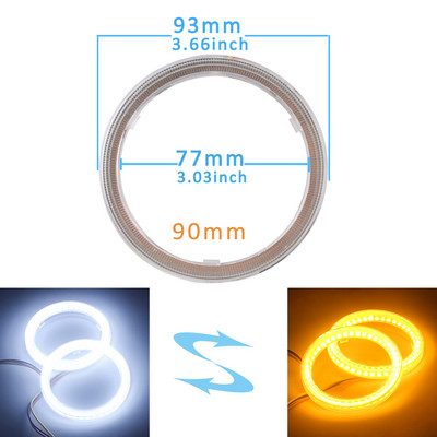 2 ΤΕΜ 12V 24V Λευκό πορτοκαλί 4014 LED Angel Eyes Halo Ring Σήμα ομίχλης αυτοκινήτου μοτοσικλέτας DRL Φως ημέρας 60-70-80-90-95-100-110-120mm
