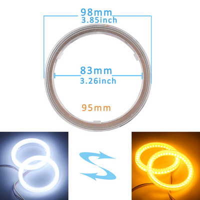 2 ΤΕΜ 12V 24V Λευκό πορτοκαλί 4014 LED Angel Eyes Halo Ring Σήμα ομίχλης αυτοκινήτου μοτοσικλέτας DRL Φως ημέρας 60-70-80-90-95-100-110-120mm
