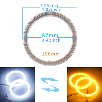 2 ΤΕΜ 12V 24V Λευκό πορτοκαλί 4014 LED Angel Eyes Halo Ring Σήμα ομίχλης αυτοκινήτου μοτοσικλέτας DRL Φως ημέρας 60-70-80-90-95-100-110-120mm