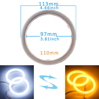 2 ΤΕΜ 12V 24V Λευκό πορτοκαλί 4014 LED Angel Eyes Halo Ring Σήμα ομίχλης αυτοκινήτου μοτοσικλέτας DRL Φως ημέρας 60-70-80-90-95-100-110-120mm