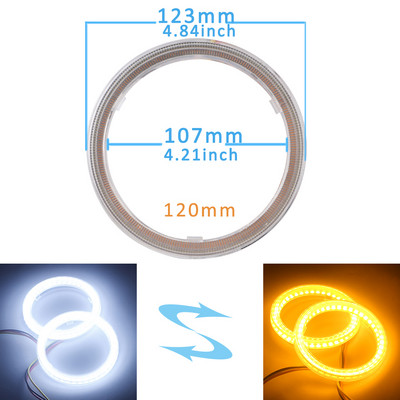2 ΤΕΜ 12V 24V Λευκό πορτοκαλί 4014 LED Angel Eyes Halo Ring Σήμα ομίχλης αυτοκινήτου μοτοσικλέτας DRL Φως ημέρας 60-70-80-90-95-100-110-120mm