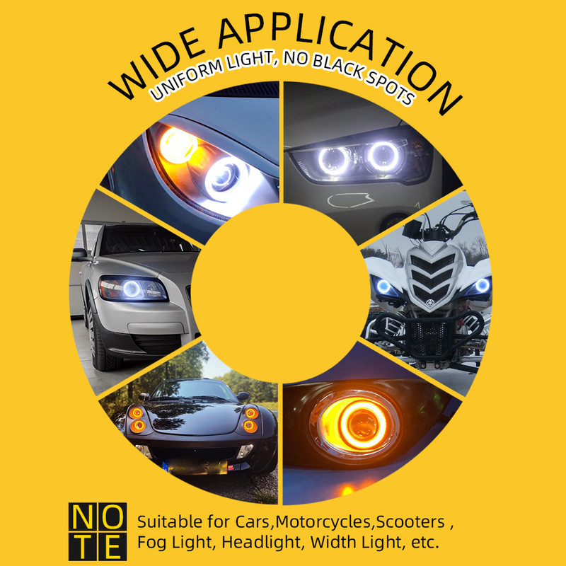 2 ΤΕΜ 12V 24V Λευκό πορτοκαλί 4014 LED Angel Eyes Halo Ring Σήμα ομίχλης αυτοκινήτου μοτοσικλέτας DRL Φως ημέρας 60-70-80-90-95-100-110-120mm