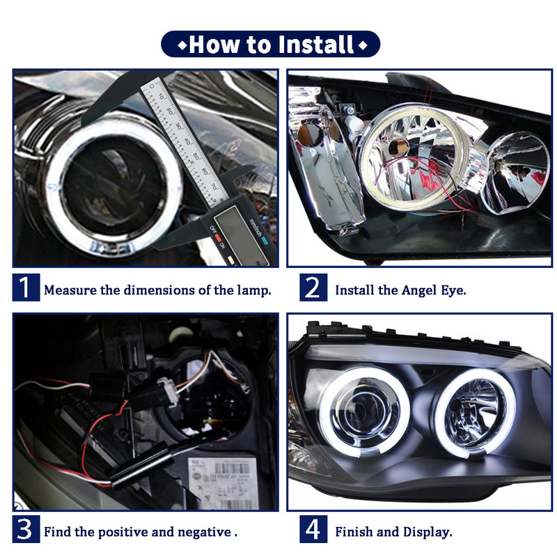 2 ΤΕΜ 12V 24V Λευκό πορτοκαλί 4014 LED Angel Eyes Halo Ring Σήμα ομίχλης αυτοκινήτου μοτοσικλέτας DRL Φως ημέρας 60-70-80-90-95-100-110-120mm