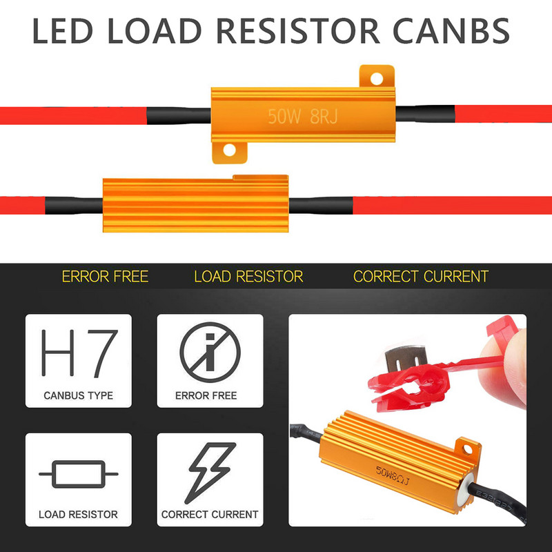 4kom 50W 8ohm Upravljačka svjetla Otpor žmigavaca Otpornici opterećenja LED Brzi bljesak Pristup Indikator opterećenja Otpornik Signal Blinke