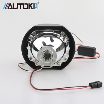 Autoki Square LED Angel Eyes Bi xenon Lens Проектор Фар за модернизация на автомобил Направи си сам W/ Дневни светлини 2.5\'\' H4 H7