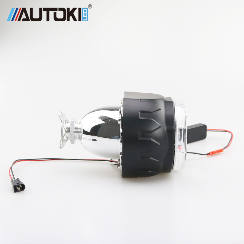 Autoki Square LED Angel Eyes Bi xenon Lentila proiector far pentru retrofit auto DIY cu lumini de zi 2.5'' H4 H7