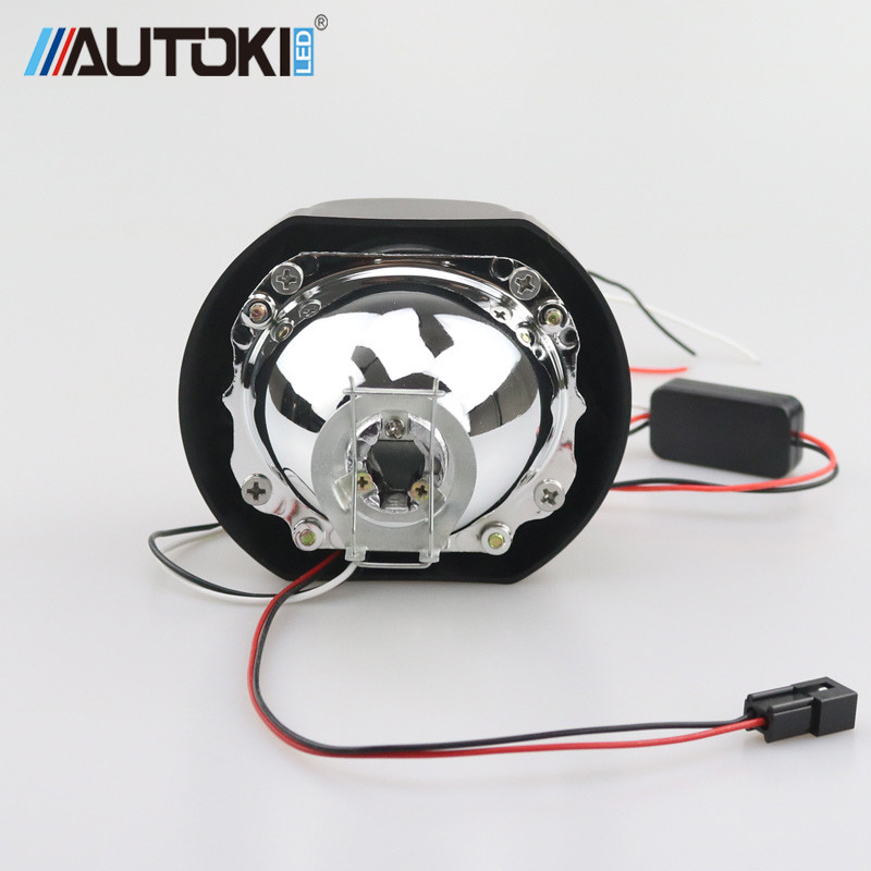 Autoki Square LED Angel Eyes Bi xenon Lentila proiector far pentru retrofit auto DIY cu lumini de zi 2.5'' H4 H7