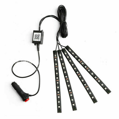 New One Tow Patru lumini de atmosferă pentru mașină, control vocal colorat, APP Control, lumini pentru picioare, lumini de atmosferă 48SMD
