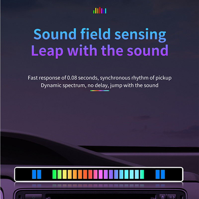 Automuusika rütmituvastusvalgus RGB LED-heli atmosfäärilampide rakendus ja hääljuhtimine ümbritseva rütmi pikik öövalgusriba